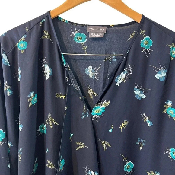 Van Heusen Blouse Floral Plus Size XXL Chiffon Ruffle Thin Lightweight Work - Picture 3 of 4